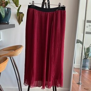 The Superdry Edit oxblood plisse polka dot midi skirt